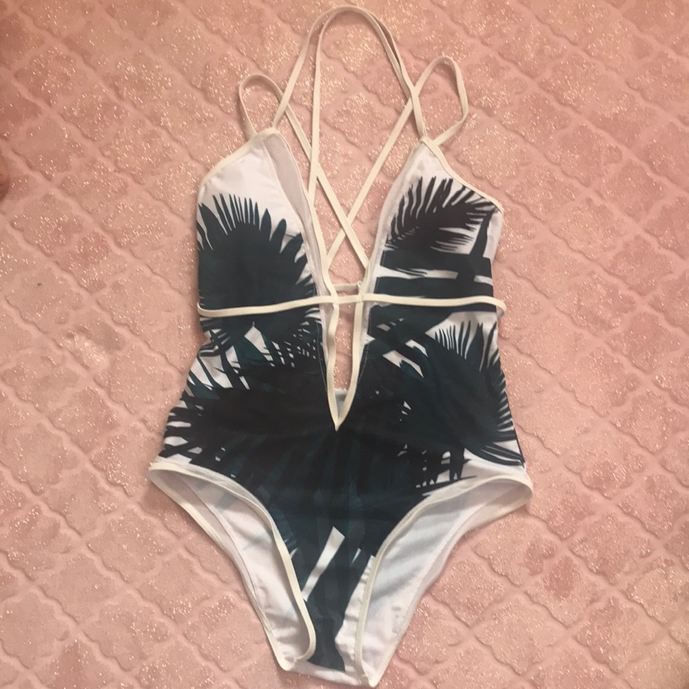 Tropical print bathing suit